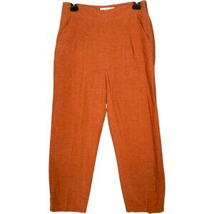 Eve Gravel Orange Straight Leg Crop Pants Viscose Linen Minimalist Slow Fashion